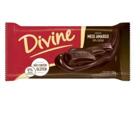CHOCOLATE DIVINE MEIO AMARGO 50% CACAU 130G