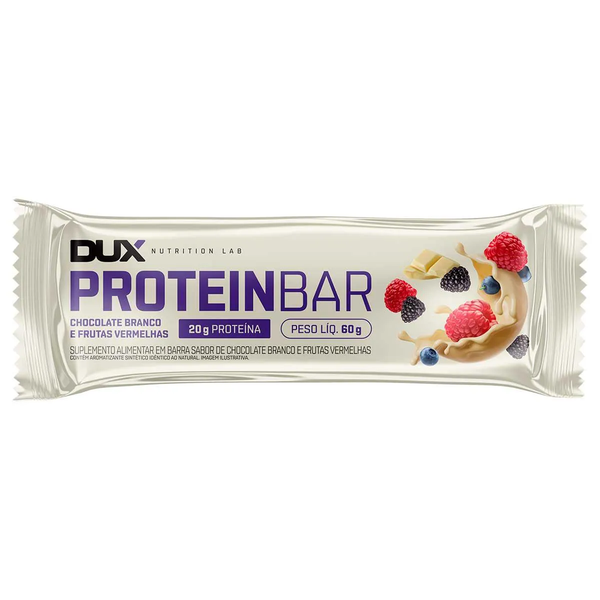 DUX PROTEIN BAR 60G CHOCOLATE BRANCO E FRUTAS VERMELHAS