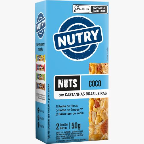 BARRA CEREAL NUTRY NUTS C/2 COCO C/CASTANHAS BRASIL 50G