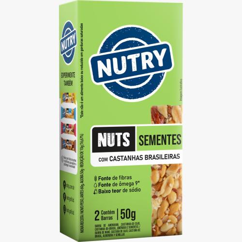 BARRA NUTS NUTRY C/SEMENTES 50G C/2