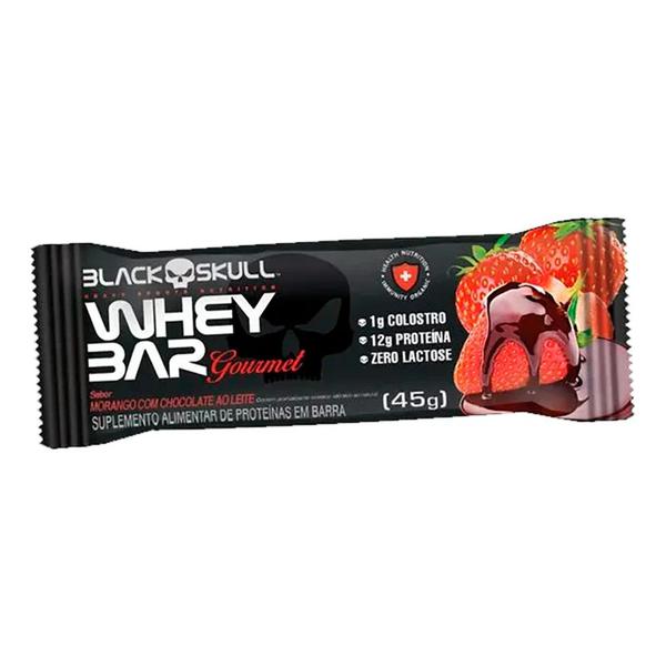BARRA BLACK WHEY 45G MORANGO CHOC