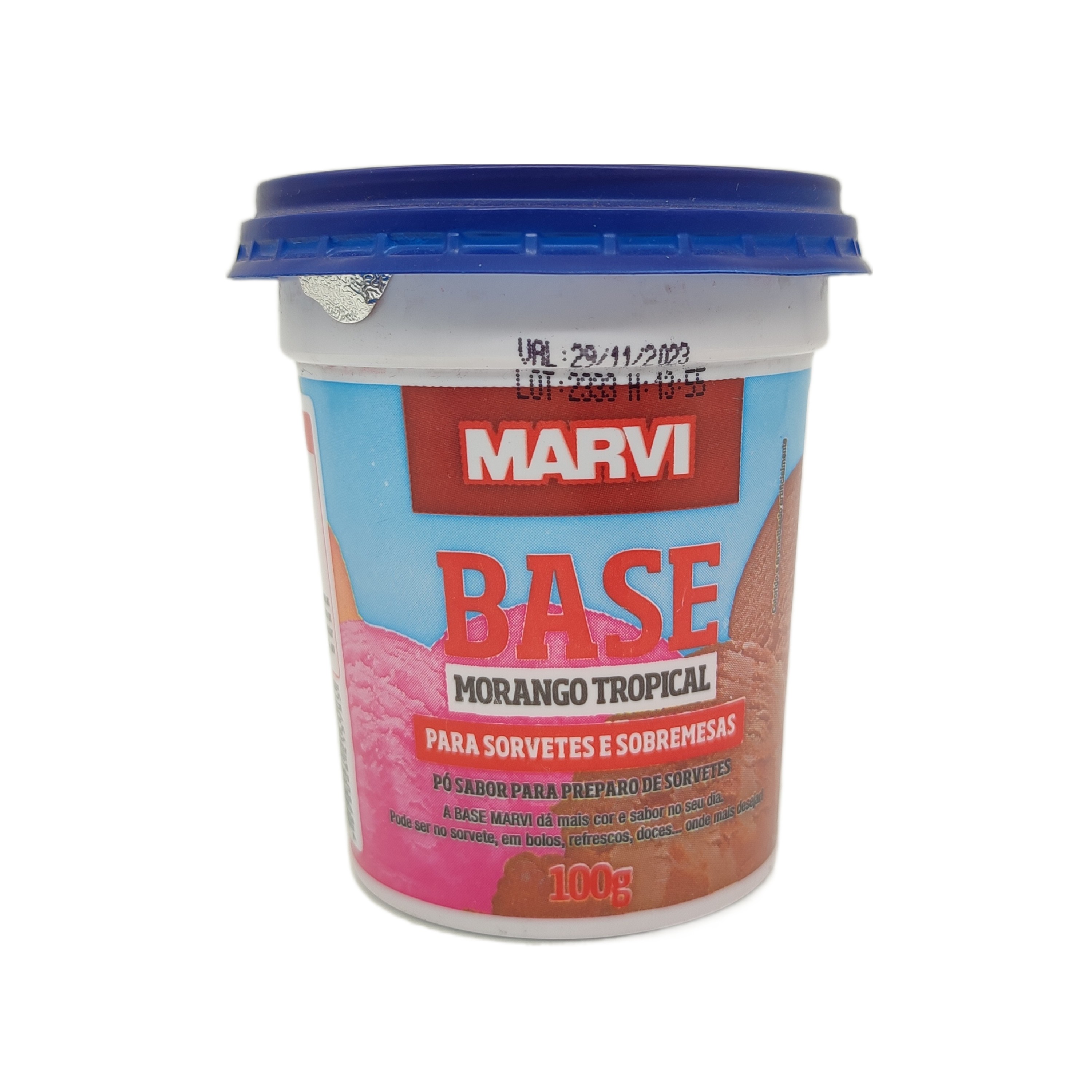BASE PARA SORVETE MORANGO TROPICAL MARVI 100G