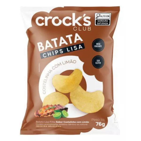 BATATA CHIPS CROCKS CLUB COSTELINHA C LIMAO 76G