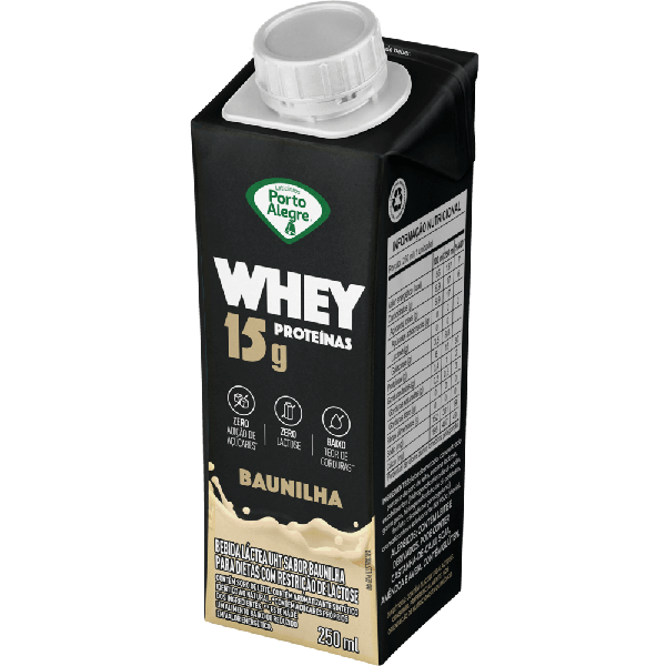 BEB LAC WHEY 15G BAUNILHA ZERO LAC PORTO ALEGRE 250ML