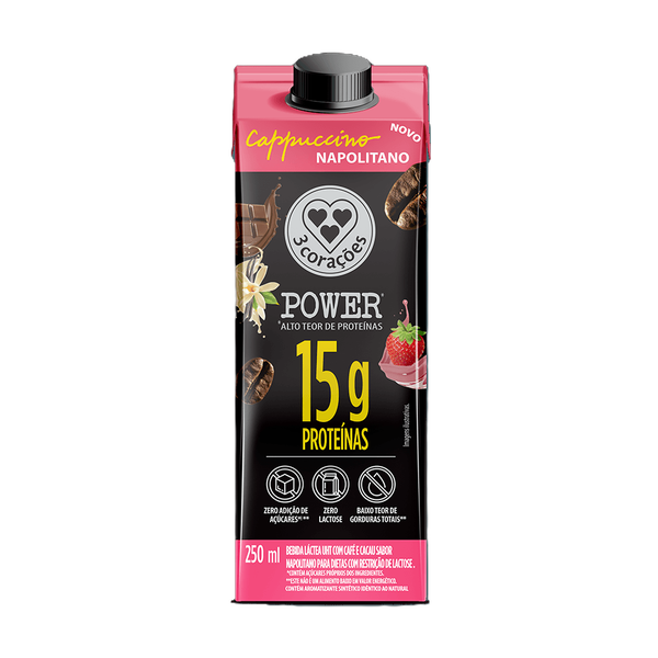 Bebida Láctea 3 Corações Power Whey 15g Proteína 250ml Napolitano