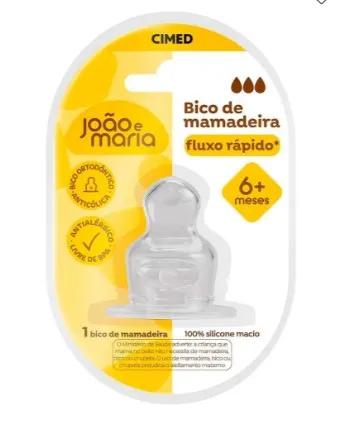 Bico Mamadeira João e Maria Silicone Orto Fluxo Rápido