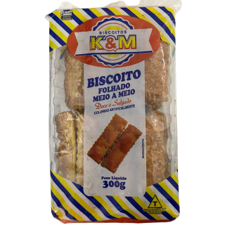 BISCOITO K&M FOLHADO MEIO A MEIO 300G