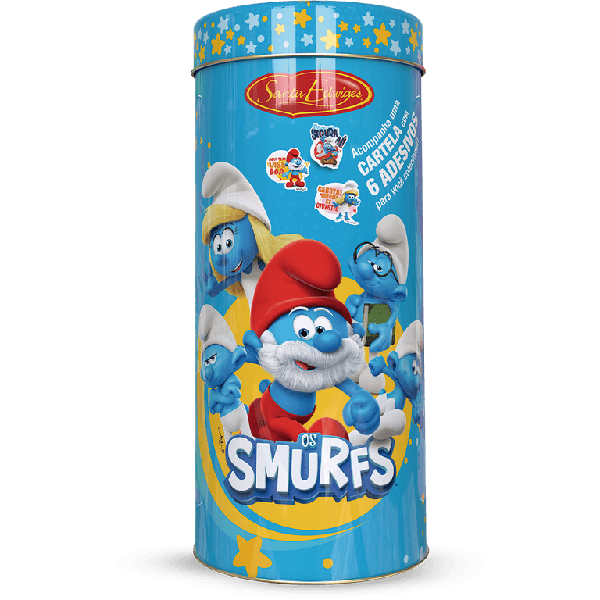 biscoito santa edwiges smurfs lata 100g leite