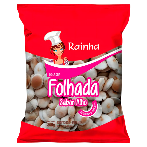 BISC. RAINHA FOLHADA ALHO 300G