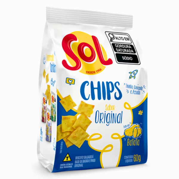 BISCOITO CHIPS SOL SABOR ORIGINAL 60G
