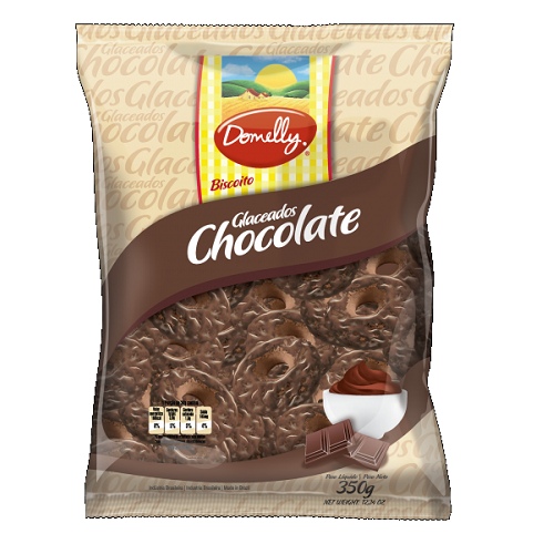 Biscoito  Glaceados Chocolate  Domelly Pacote 350g