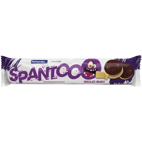 BISC RECH SPANTOOO 80G CHOC BRANCO