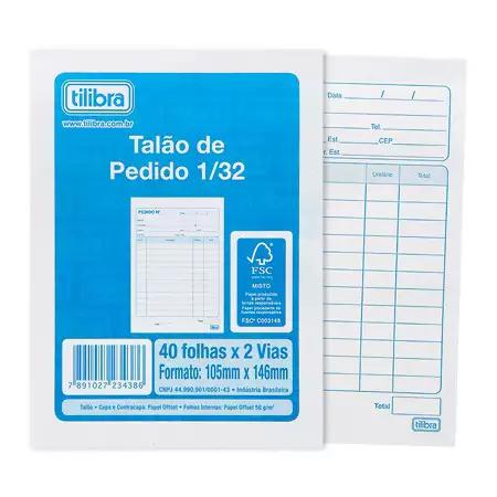 IMPRESSO TALAO DE PEDIDO 1/32 1VIA C/50FLS TILIBRA