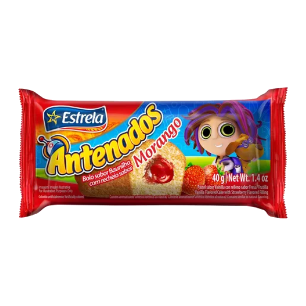 BOLINHOS ESTRELA BAUNILHA C/MORANGO 40G