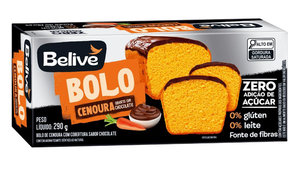 BOLO BELIVE ZERO ACUCAR 260G CENOURA CAL