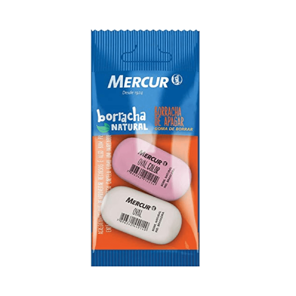 BORRACHA MERCUR OVAL BRANCA/ROSA C/2