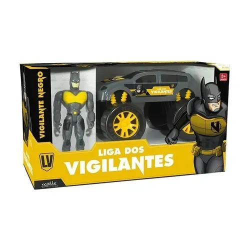 BRINQ CJ CARRO E BONECO LIGA VIGILANTES VIGILANTE NEGRO