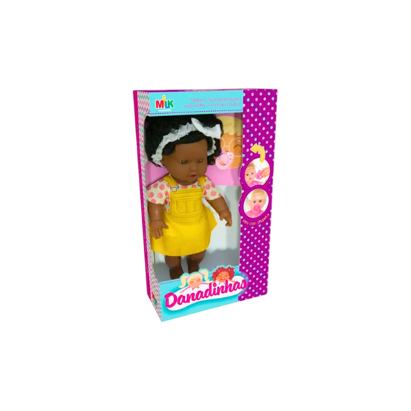 BONECA MILK BRINQUEDOS DANADINHAS NEGRA C CHUPETA