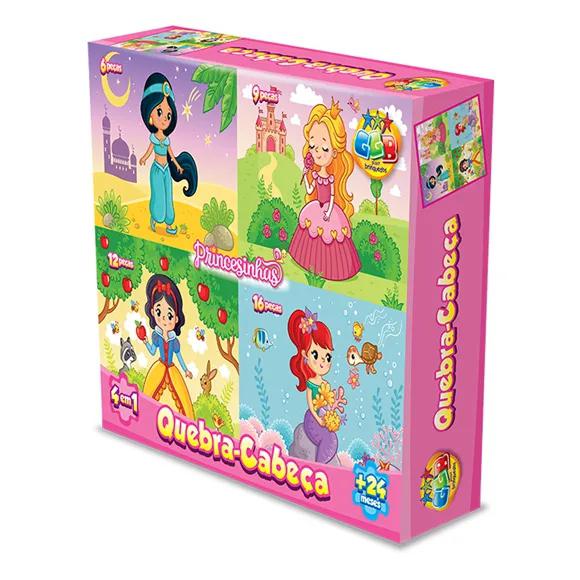 Brinq Quebra Cabeça 4 Em 1 Princesas