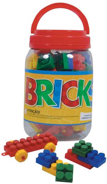 BRINQ. BLOCOS MONTAR BRICKS 56PCS