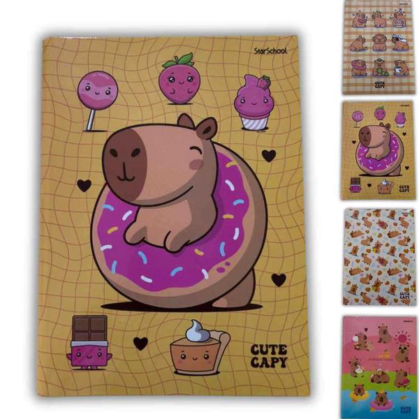 CADERNO STARSCHOOL COSTURADO CAPA DURA CAPIVARA 80 FOLHAS