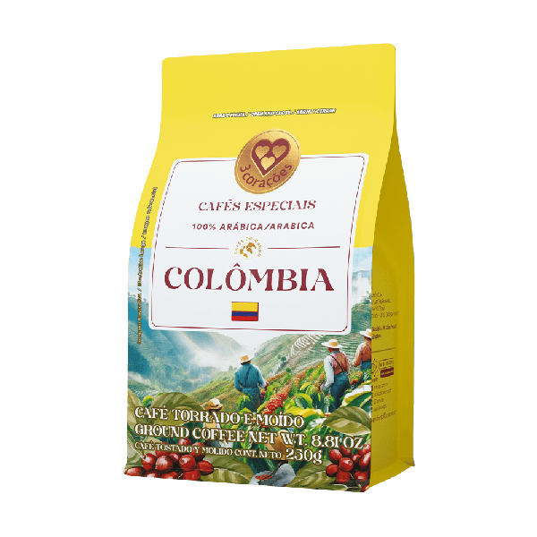 Café Torrado Moído 3 Corações Cafés do Mundo 250g Colômbia