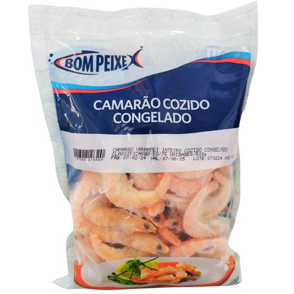 CAMARAO VANNAMEI BOM PEIXE COZIDO 500G