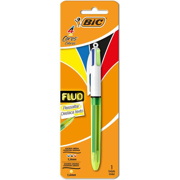 CANETA BIC 4 CORES FLUO