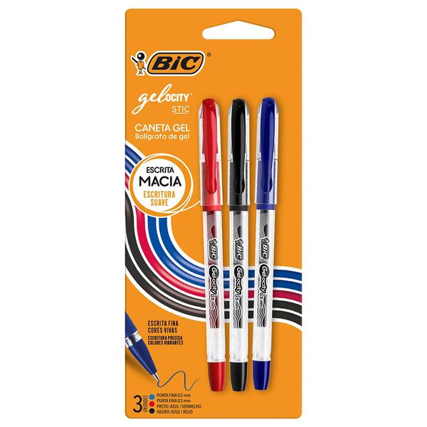 CANETA BIC GELOCITY STIC C/3UN
