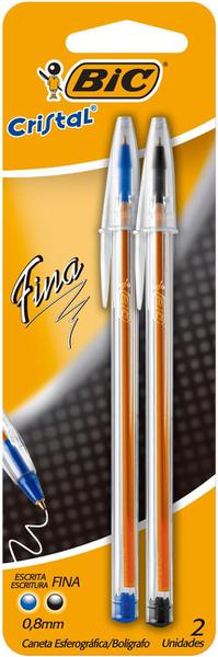 CANETA ESF BIC CRIST BICHINHO AZ/VRD C/2