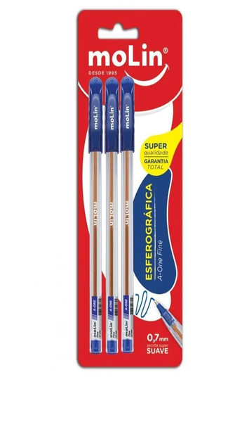 CANETA MOLIN ESF A-ONE FINE 0,7MM BT C/3 CORES SORT