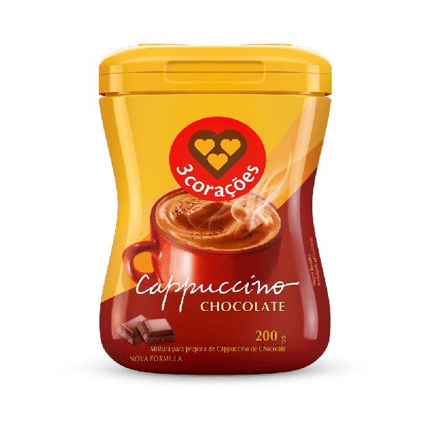 CAPPUCCINO 3 CORACOES CHOCOLATE ABRA SEU CORACAO 200G