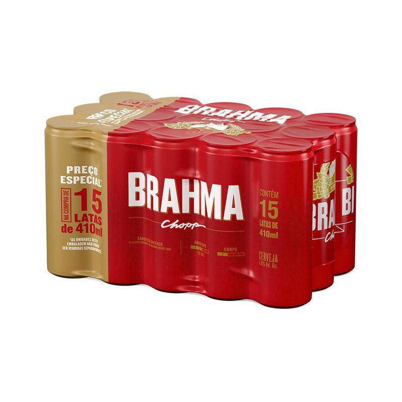 PACK CERVEJA BRAHMA CHOPP 410ML C/15