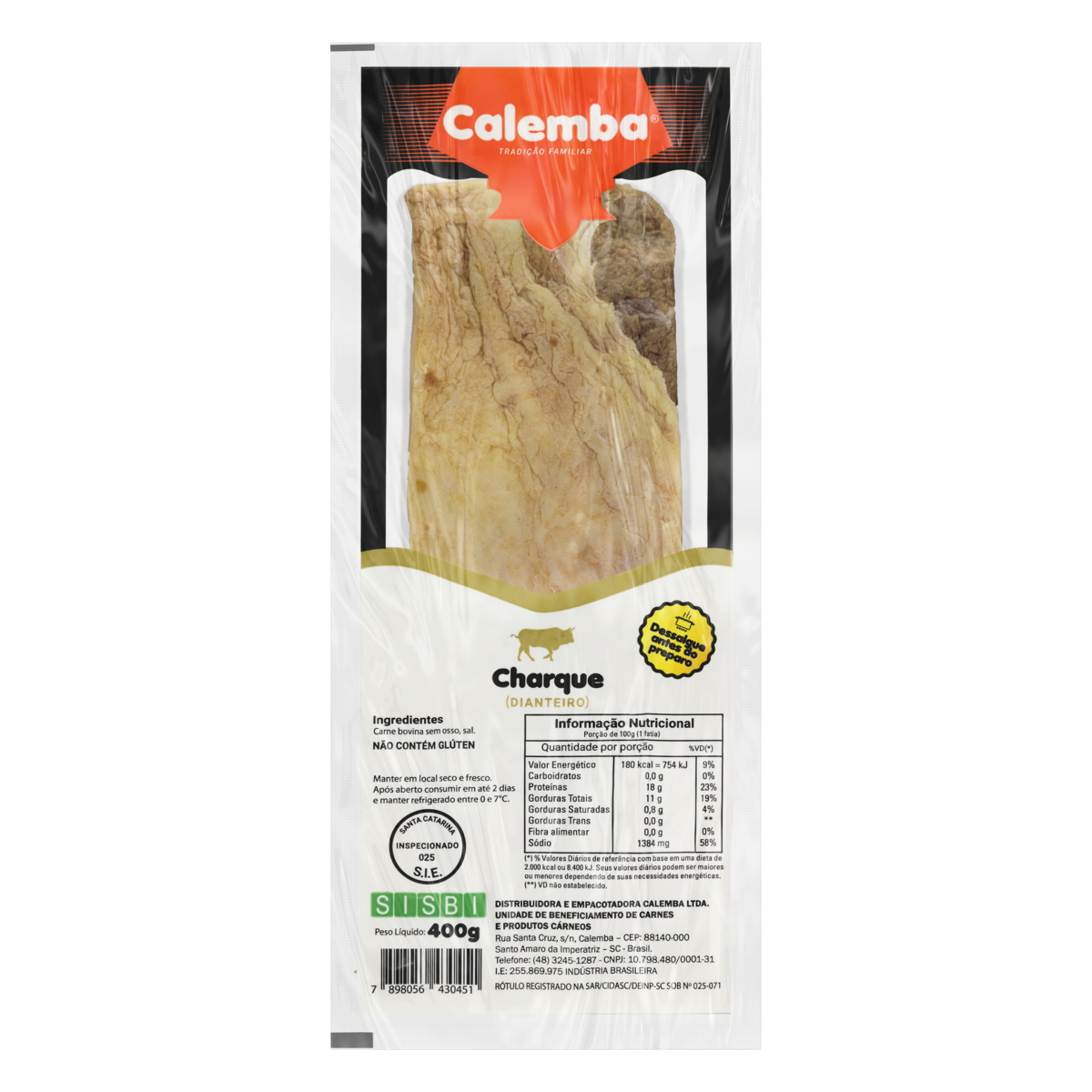 CHARQUE CALEMBA DIANTEIRO VAC 400G