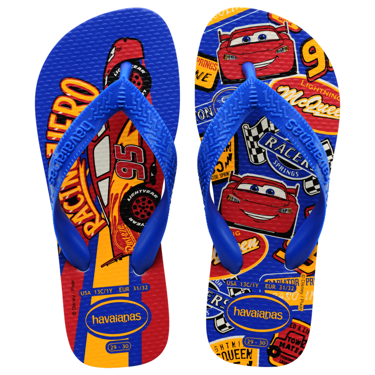 SANDALIA HAVAIANAS INFANTIL KIDS CARS BRANCO/AZUL ESTRELA 27