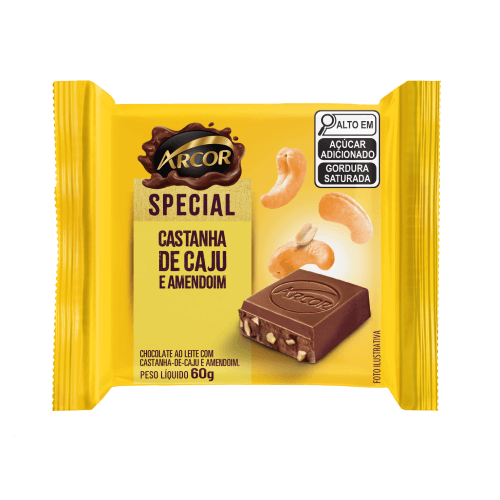 CHOCOLATE ARCOR SPECIAL CASTANHA DE CAJU E AMENDOIM BRANCO 60G