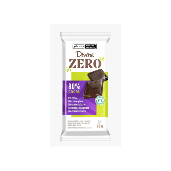 CHOC.DIVINE 70G ZERO LACTOSE 80 CACAU