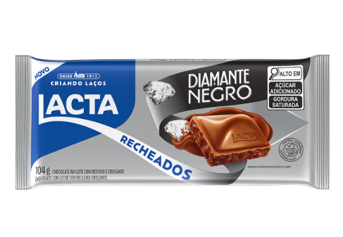 Chocolate Barra Lacta 104g Recheado Diamante Negro
