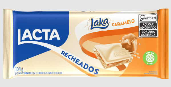 CHOC BARRA LACTA BRANCO RECH CARAMELO104G