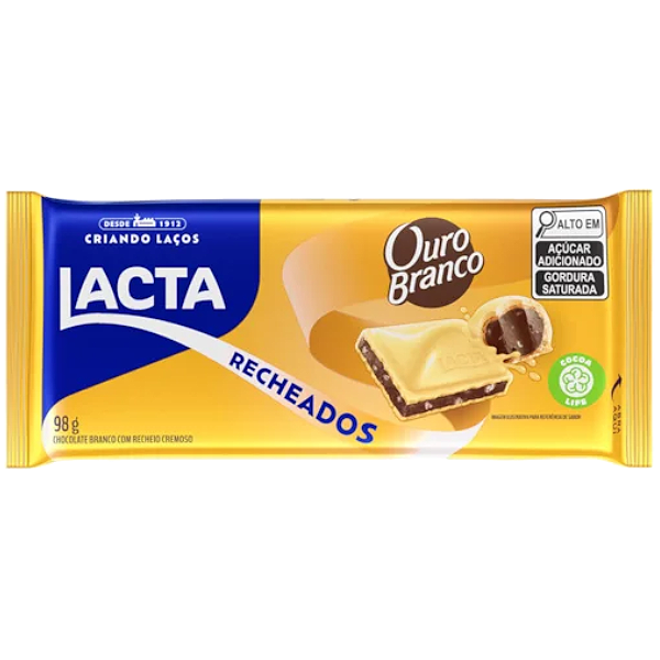 CHOC.LACTA OURO BRANCO RECH 98G