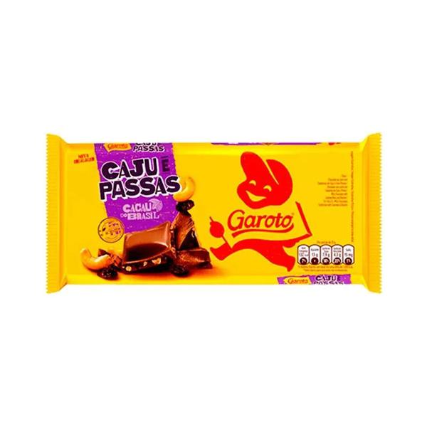 CHOCOLATE GAROTO CAJU/ PASSAS 80G