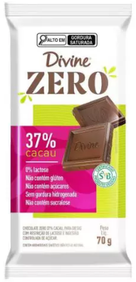 BARRA CHOCOLATE DIVINE 70G ZERO 37% CACAU