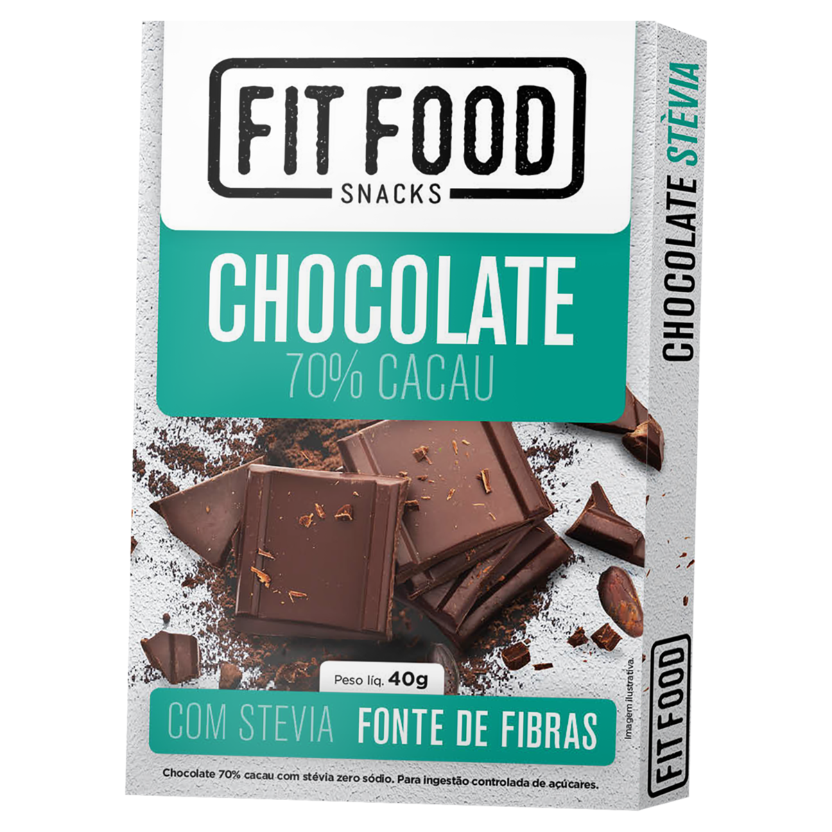 CHOCOLATE FIT FOOD70%CACAU COM STEVIA 40G