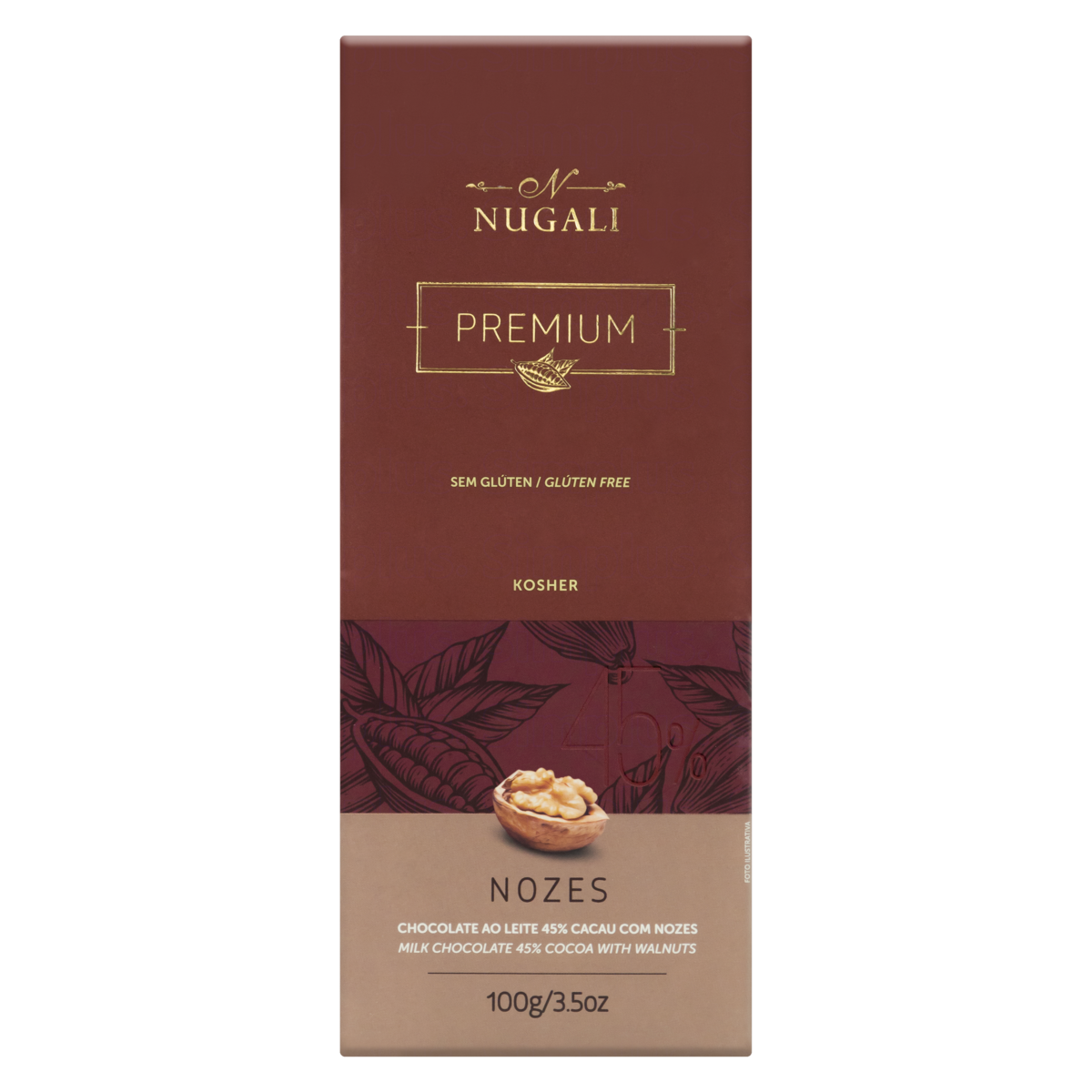 TABLETE CHOC NUGALI NOZES 100GR