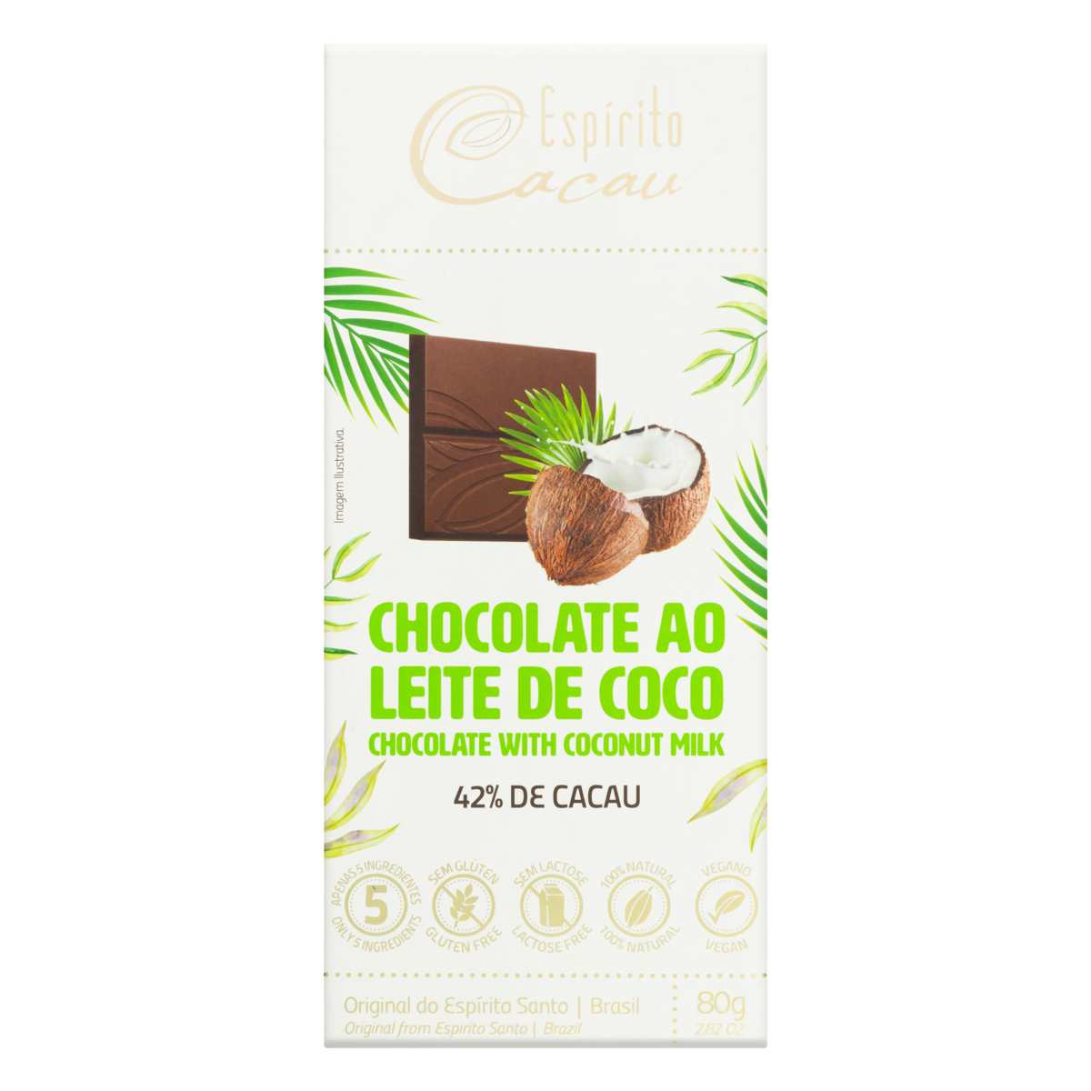CHOC ESPIRITO CACAU 80G 42% LEITE COCO