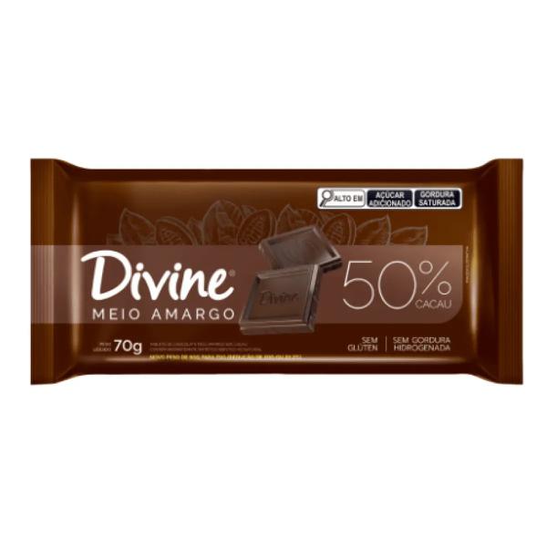 CHOCOLATE DIVINE MEIO AMARGO ZERO 70GR