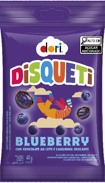 Pastilha Choc Disqueti Dori Blueberry 60g