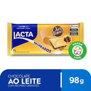 CHOCOLATE LACTA OURO BRANCO 98G