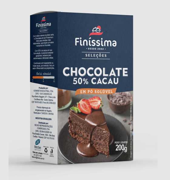 CHOCOLATE EM PÓ FINISSIMA 50% 200GR