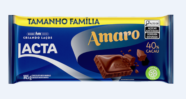 Chocolate Lacta Tamanho família 145g Amaro